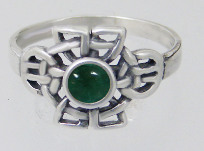 Sterling Silver Celtic Knotwork Ring With Fluorite Size 8